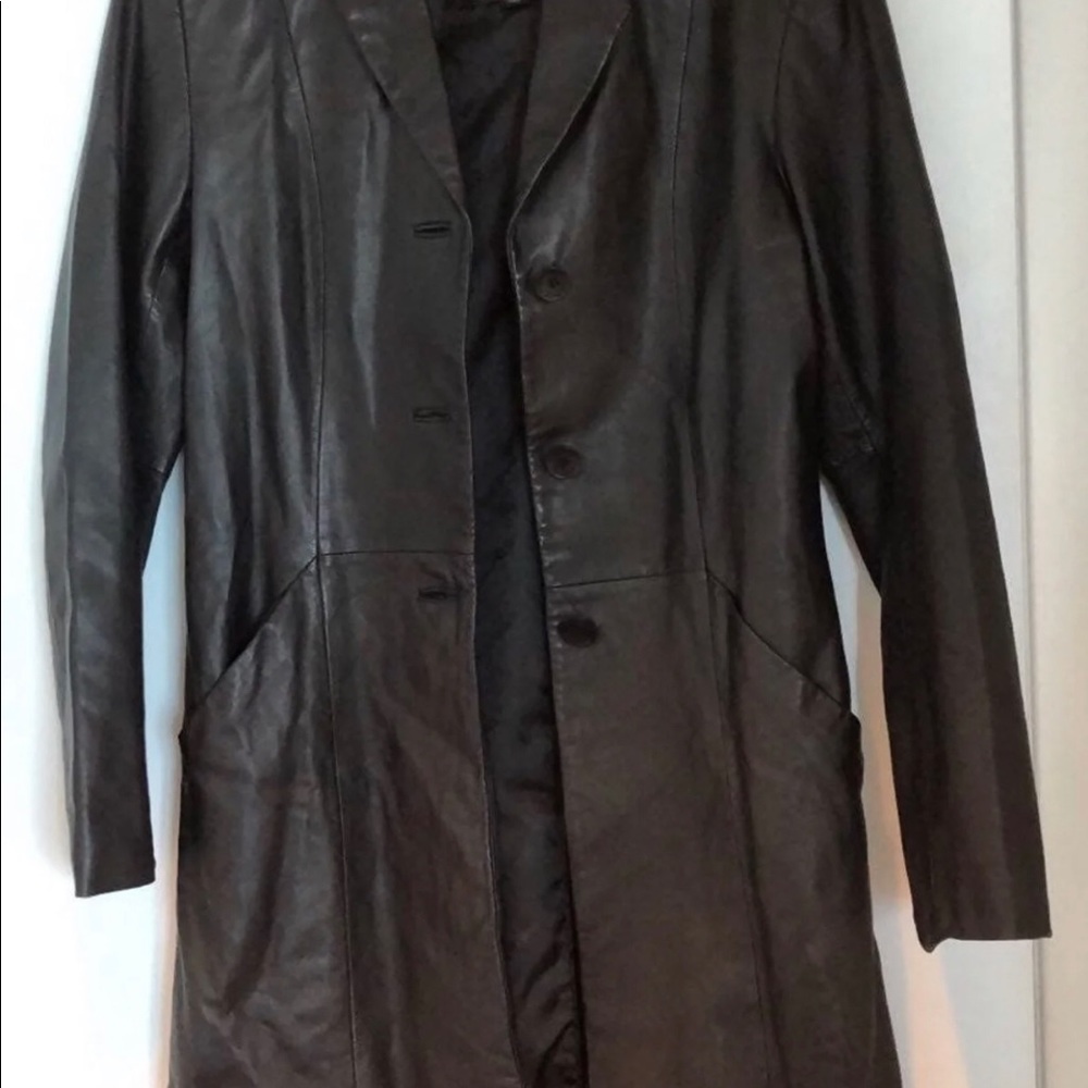 Leather long jacket